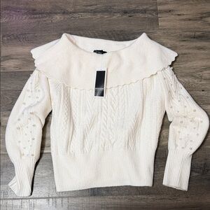 NWT Off-the-Shoulder Cream Sweater